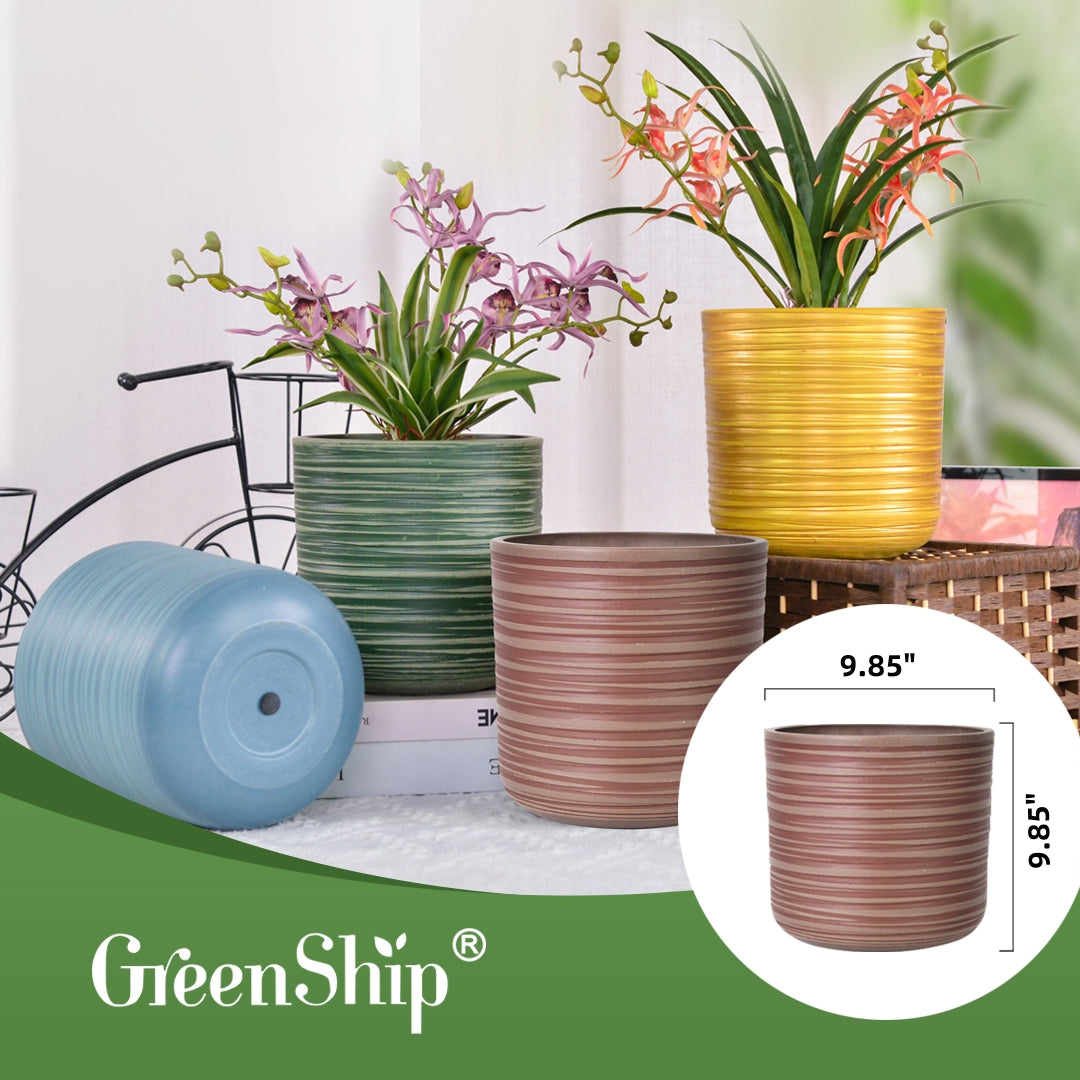 GreenShip Planter for Indoor Plants,8 inch or 10 inch Plant Pots with Drainage Hole,Modern Plant Pots,Decorative Flower Pots