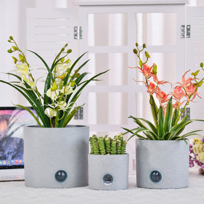 GreenShip Cylinder Self-Watering Plant Pots for Indoor Plants, 5 6 8 inch Set of 3 Planter with Self-Watering Spikes, Modern Decorative Flower Pots