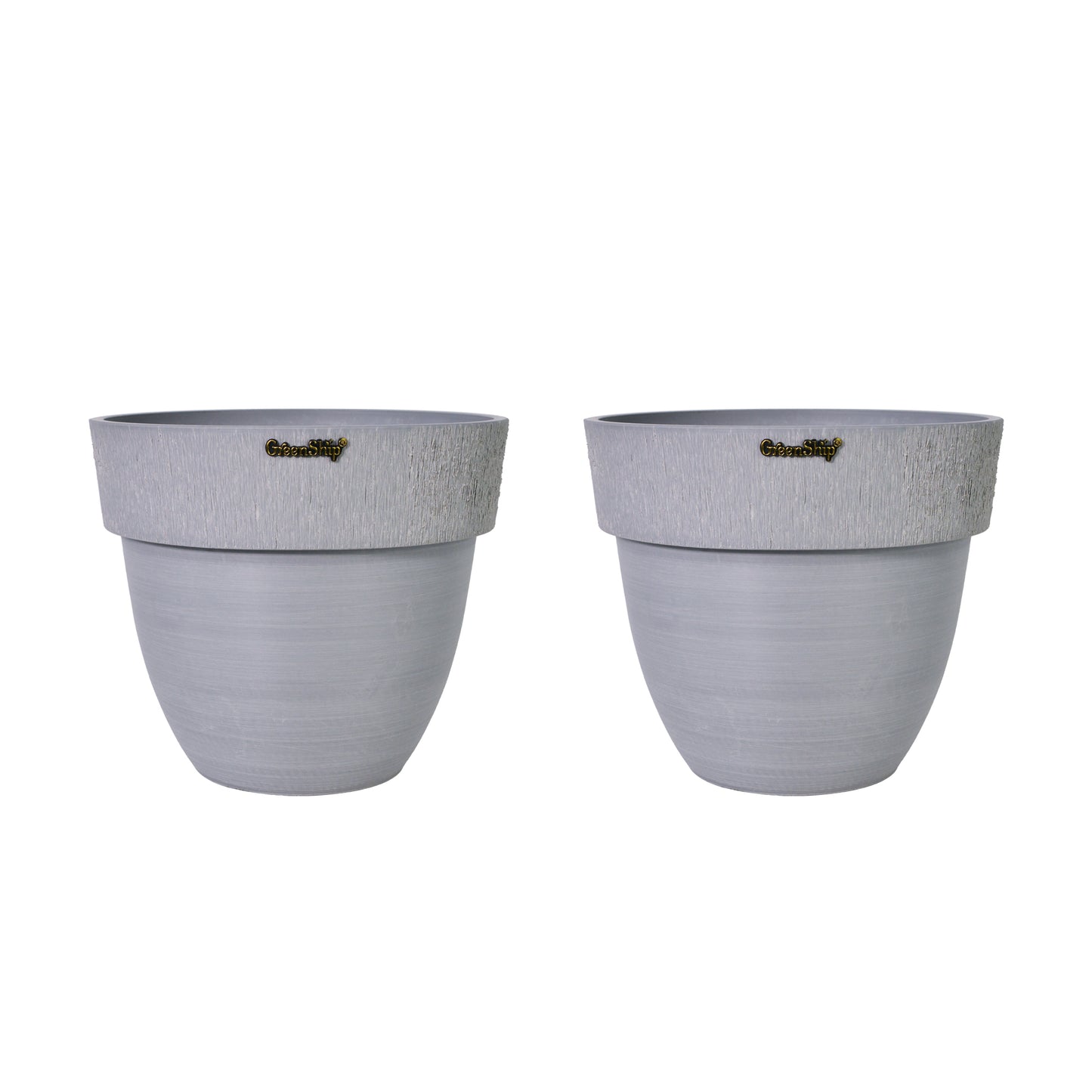 GreenShip 12 inch Large Planter with Drainage Hole,Modern Plant Pots for Indoor Outdoor Garden Plants and Flowers,LightGrey