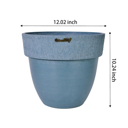 GreenShip 12 inch Large Planter with Drainage Hole,Modern Plant Pots for Indoor Outdoor Garden Plants and Flowers,LightGrey