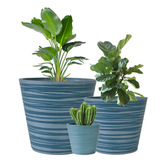 GreenShip Planter 5 in W / 8 in W / 12 in W or Indoor Outdoor Plants, Modern Decorative Plant Pots with Drainage Hole,  Decorative Flower Pots