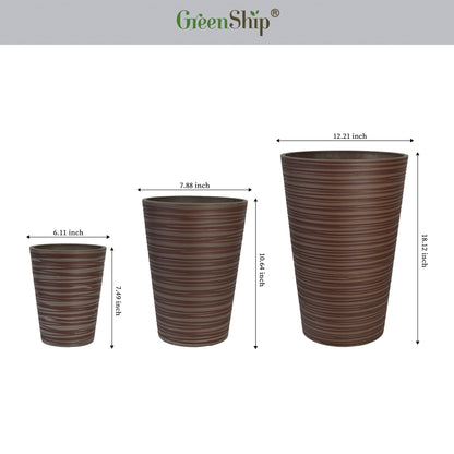 GreenShip Planter 6 in W / 8 in W / 12 in W or Indoor Outdoor Plants, Modern Decorative Plant Pots with Drainage Hole,  Decorative Flower Pots