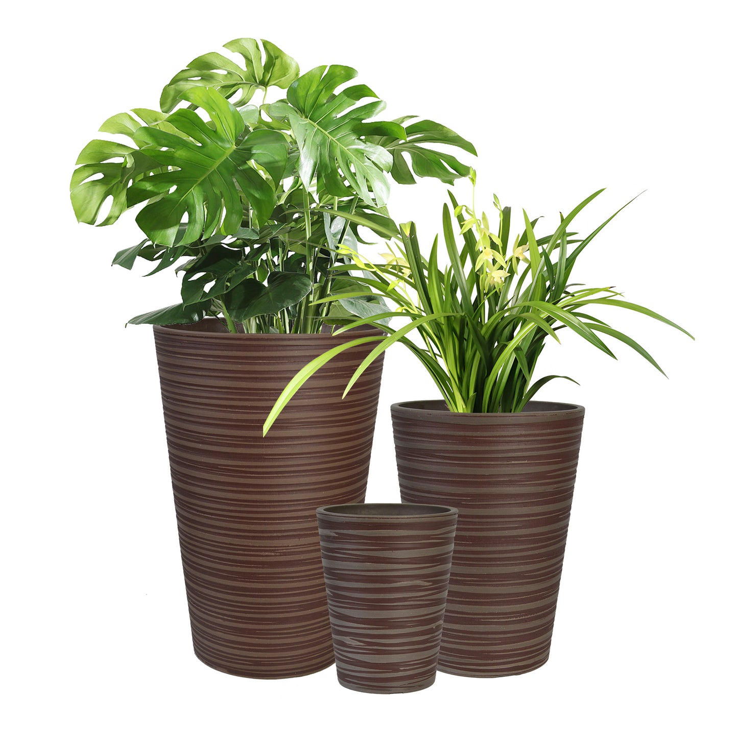 GreenShip Planter 6 in W / 8 in W / 12 in W or Indoor Outdoor Plants, Modern Decorative Plant Pots with Drainage Hole,  Decorative Flower Pots