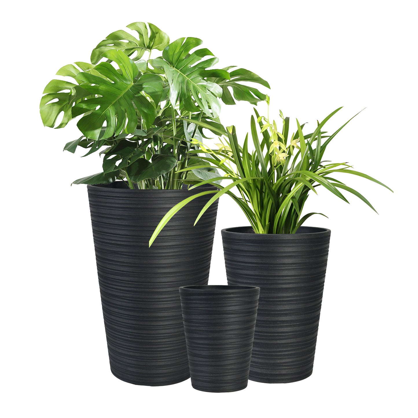 GreenShip Planter 6 in W / 8 in W / 12 in W or Indoor Outdoor Plants, Modern Decorative Plant Pots with Drainage Hole,  Decorative Flower Pots