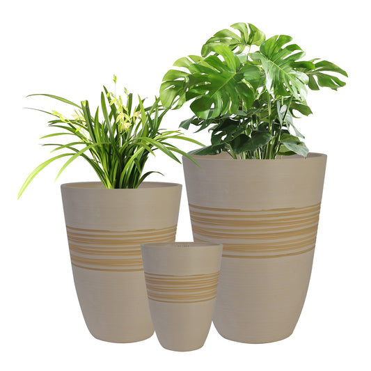 GreenShip Plant Pots 6 inch 8 inch 10 inch for Indoor Plants,  Set of 3 Modern Decorative Planter ts with Drainage Hole,  Decorative Flower Pots