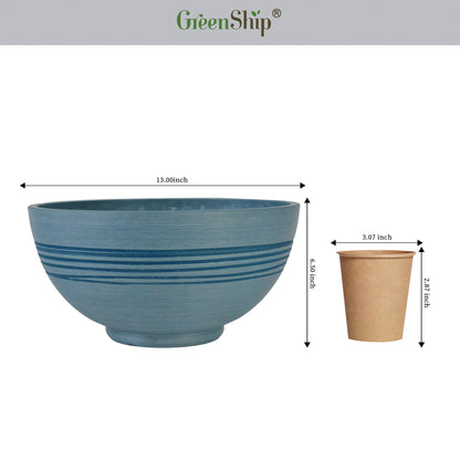 GreenShip 13 inch Planter for Indoor Plants,  Set of 2 Modern Decorative Plant Pots with Drainage Hole,  Cute Bowl Shape Flower Pots