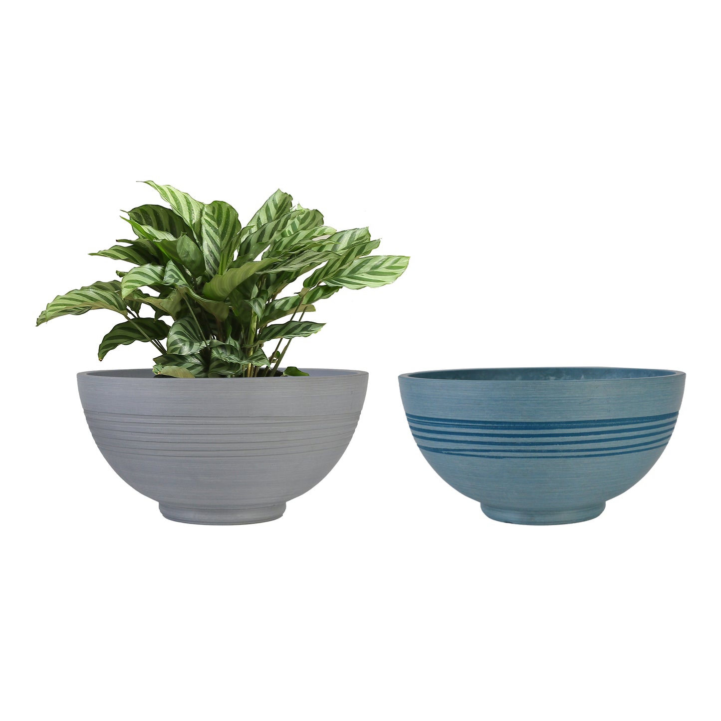 GreenShip 13 inch Planter for Indoor Plants,  Set of 2 Modern Decorative Plant Pots with Drainage Hole,  Cute Bowl Shape Flower Pots