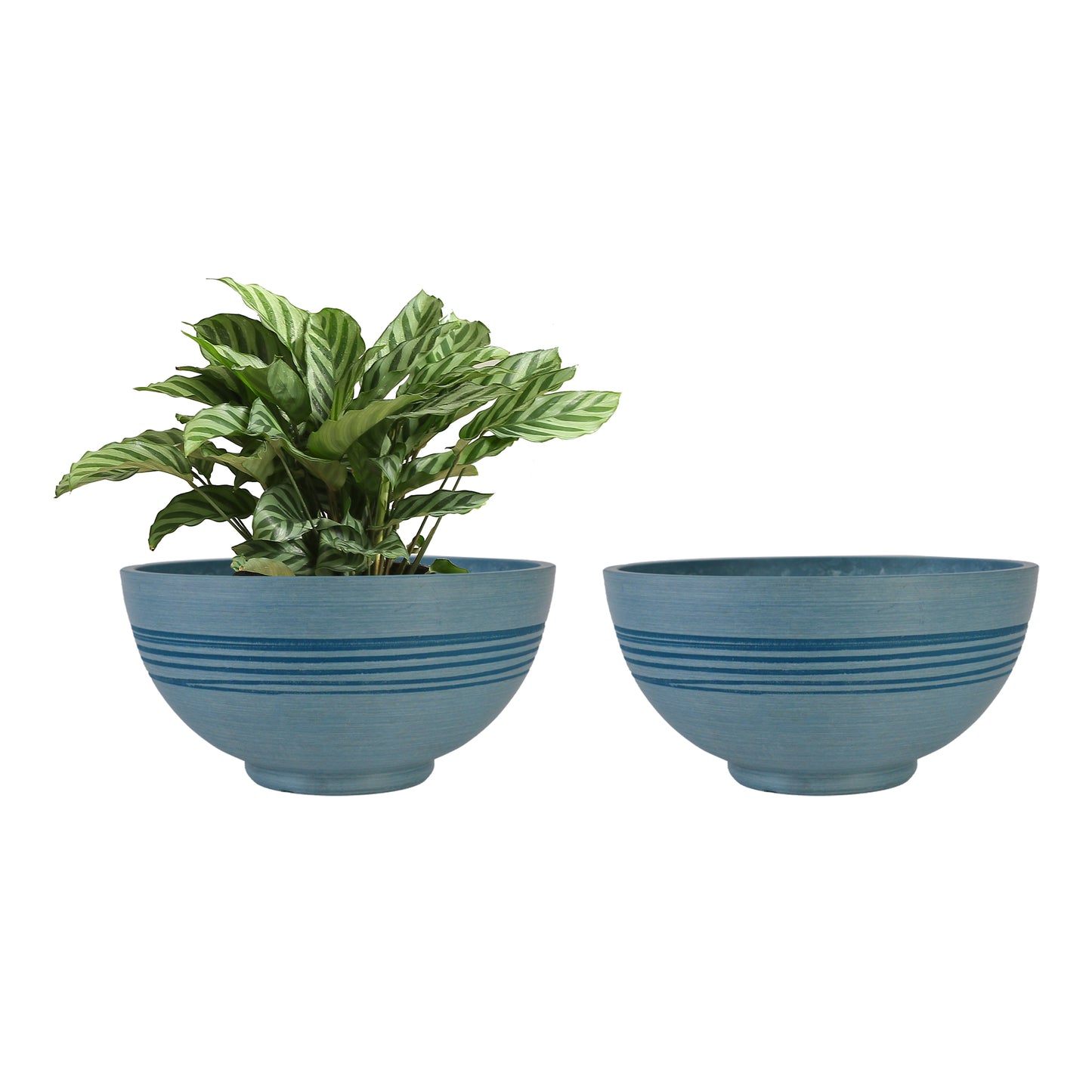 GreenShip 13 inch Planter for Indoor Plants,  Set of 2 Modern Decorative Plant Pots with Drainage Hole,  Cute Bowl Shape Flower Pots