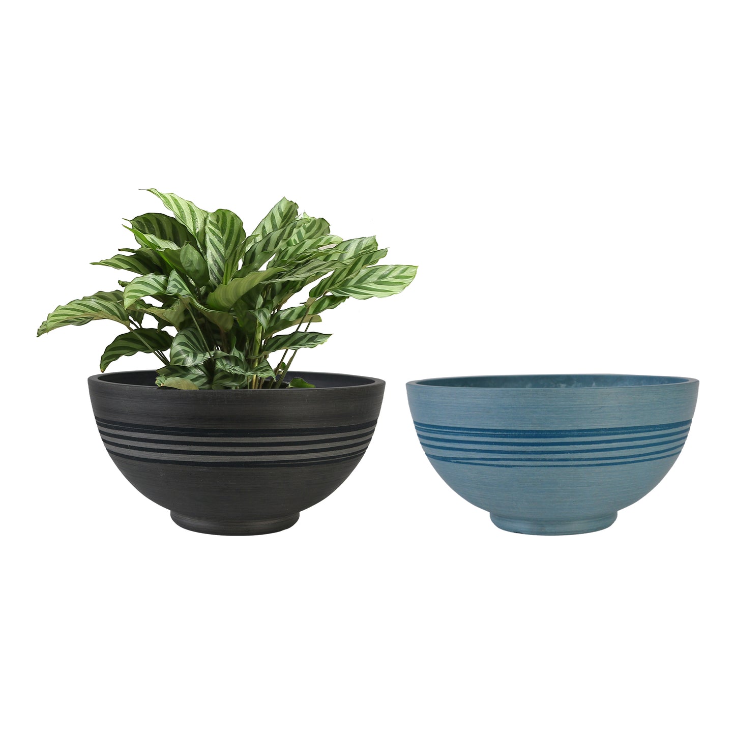 GreenShip 13 inch Planter for Indoor Plants,  Set of 2 Modern Decorative Plant Pots with Drainage Hole,  Cute Bowl Shape Flower Pots