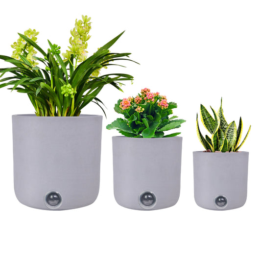 GreenShip 3 Pack Self-Watering Pots for Indoor Plants, 6 inch 8 inch 10 inch Planter, Modern Decorative Flower Pots