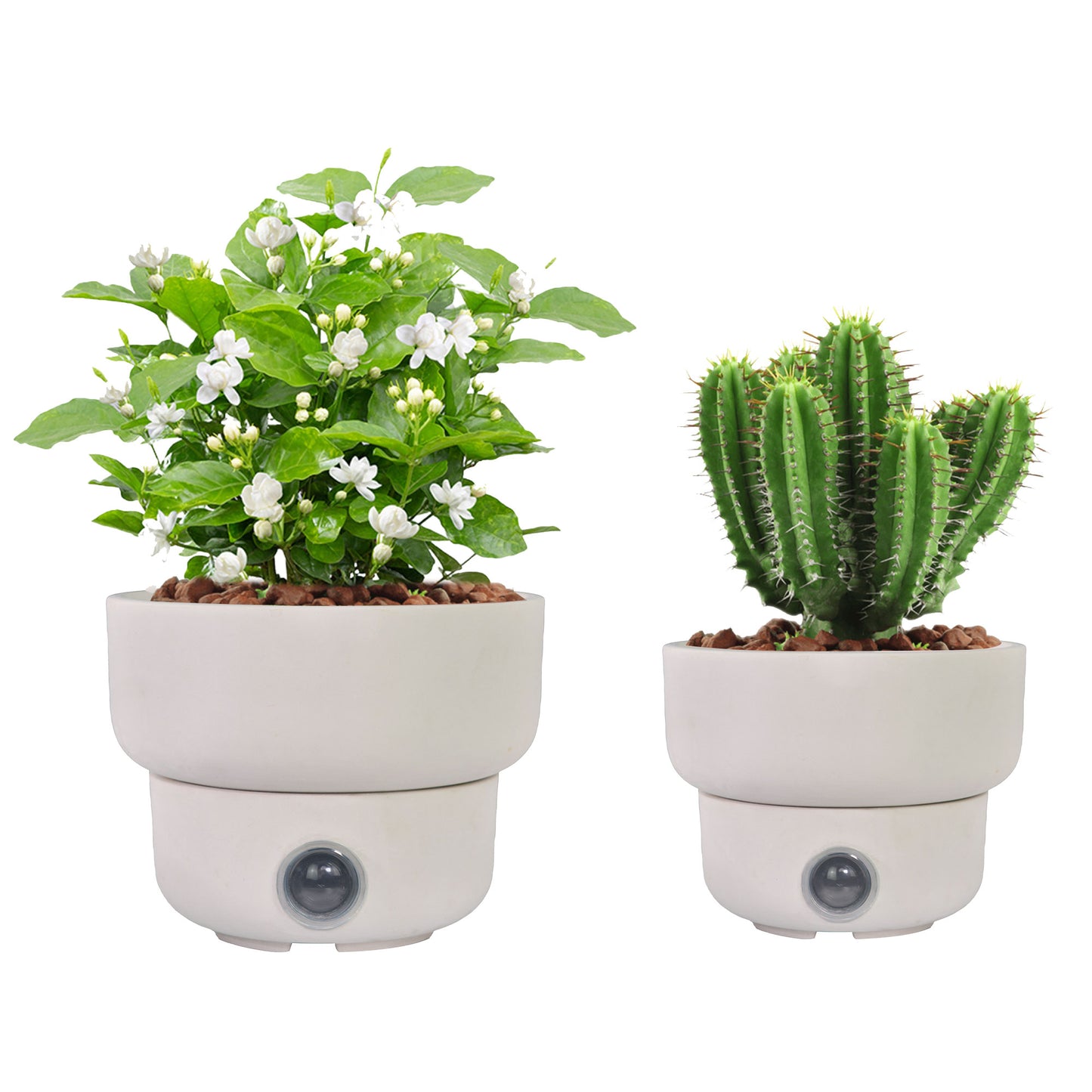 GreenShip Self-Watering Plant Pot Set of 3, Round Planter for Indoor Plants with Self-Watering Stand, Modern Decorative Flower Pots