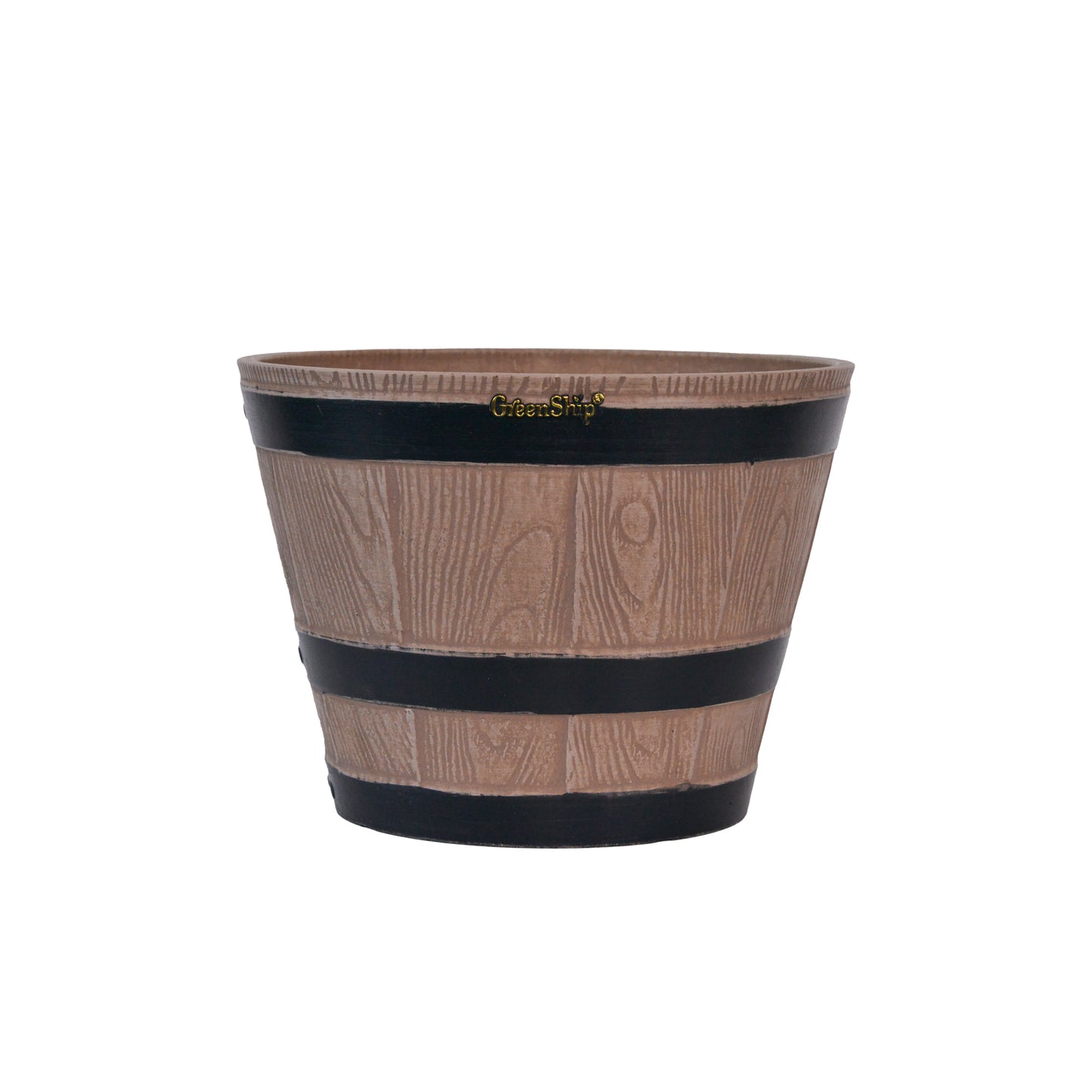 GreenShip 12 inch Classic Large Whiskey Barrel Planter with Drainage Hole,Large Planter for Indoor Outdoor Garden Home Plants