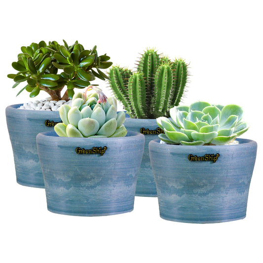 GreenShip Small Planters for Indoor Plants,5 inch Plante, Modern Plant Pots,Windowsill Planters Set, Home Office Decorative Flower Pots