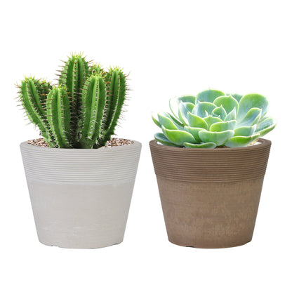 GreenShip Plant Pots 4 inch for Indoor Plants,  4 Modern Decorative Plant Pots with Drainage Hole,  Plant Pots for Succulent and Little Snake Plants,Decorative Flower Pots