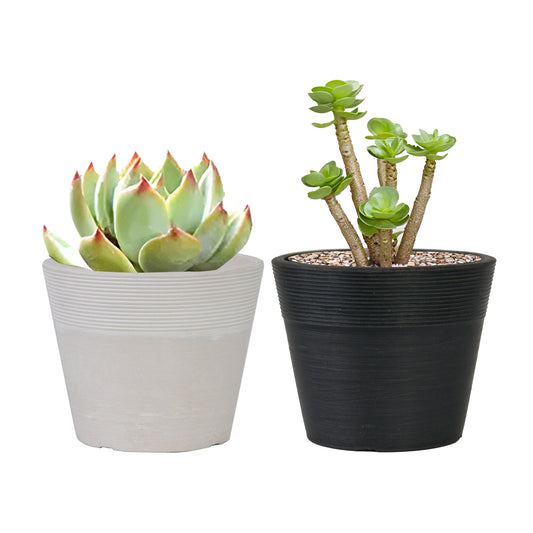 GreenShip Plant Pots 4 inch for Indoor Plants,  4 Modern Decorative Plant Pots with Drainage Hole,  Plant Pots for Succulent and Little Snake Plants,Decorative Flower Pots