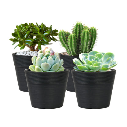 GreenShip Plant Pots 4 inch for Indoor Plants,  4 Modern Decorative Plant Pots with Drainage Hole,  Plant Pots for Succulent and Little Snake Plants,Decorative Flower Pots