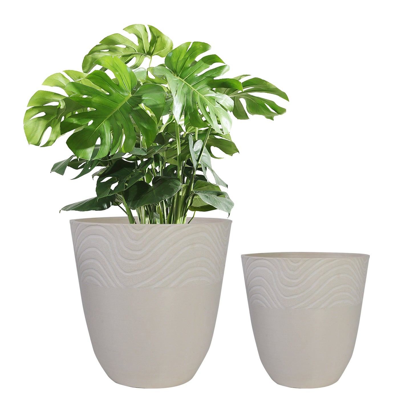 GreenShip Planter 8 inch 12 inch for Indoor Outdoor Plants,  Set of 2 Modern Decorative Plant Pots with Drainage Hole,  Decorative Flower Pots